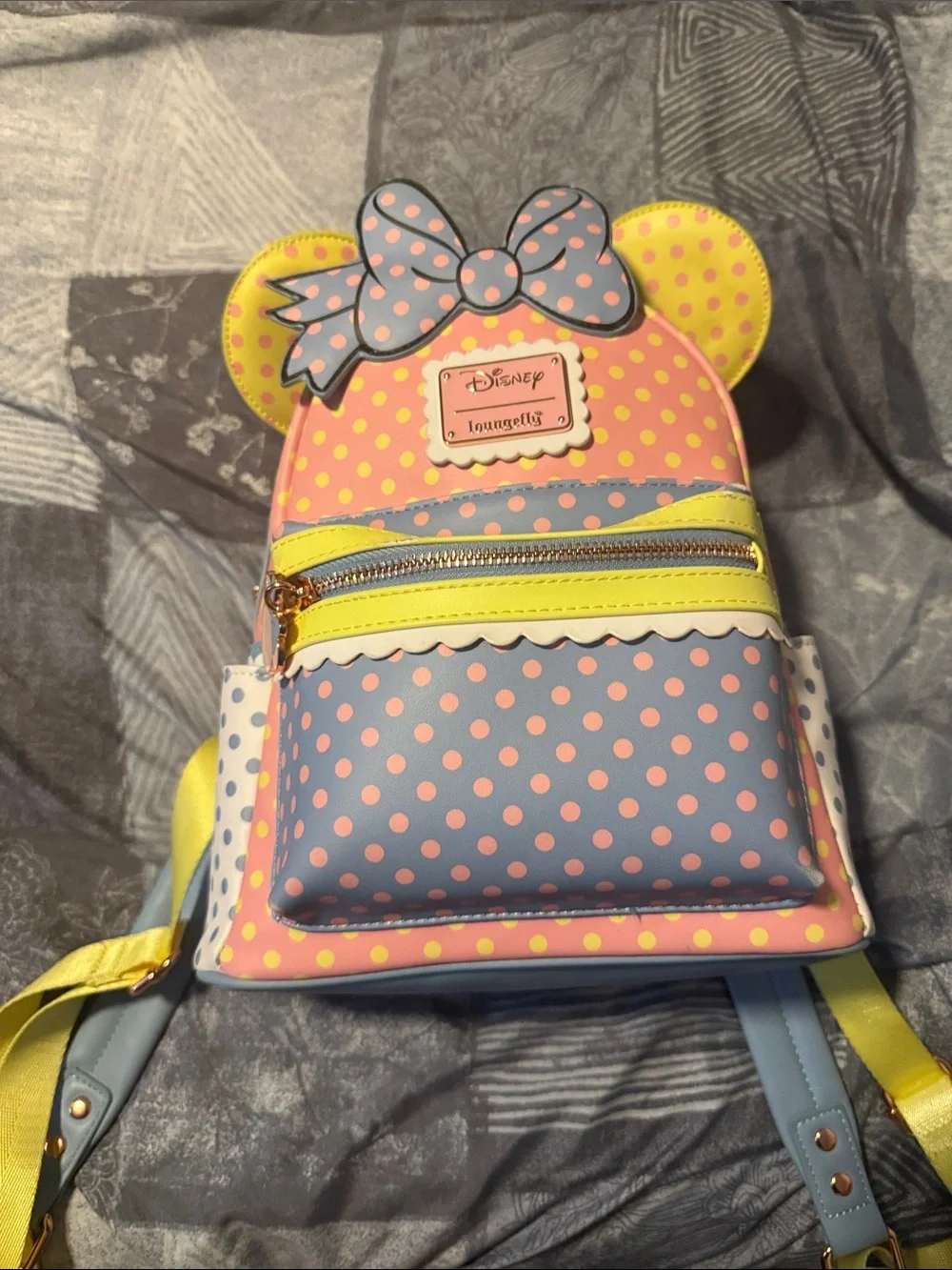 Loungefly Pastel Polka Dot Minnie Ear Mini Backpack - Pink, Blue & Yellow